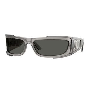 Versace Sunglasses Rectangle Full Rim, Grey Transparent Frame and Dark Grey
